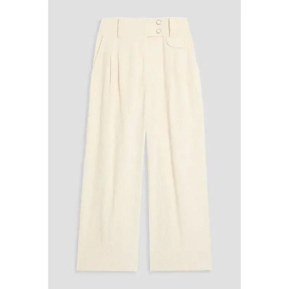 Farm Rio, off-white double waistband pants NWT small corduroy‎